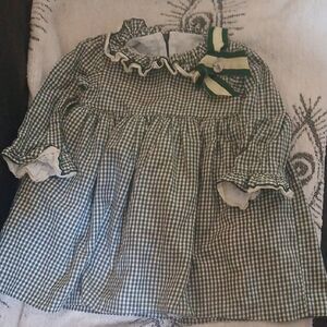 Foque Green and White Gingham Baby Dress 24-36 Mos